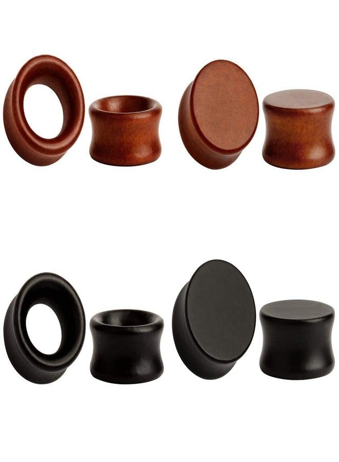TBOSEN 8PCS Large Double Flared Brown Black Organic Wood Saddle Plugs Flesh Tunnels Stretching Punk Piercings Expanders Ear Gauges Set, Wood - Image 1